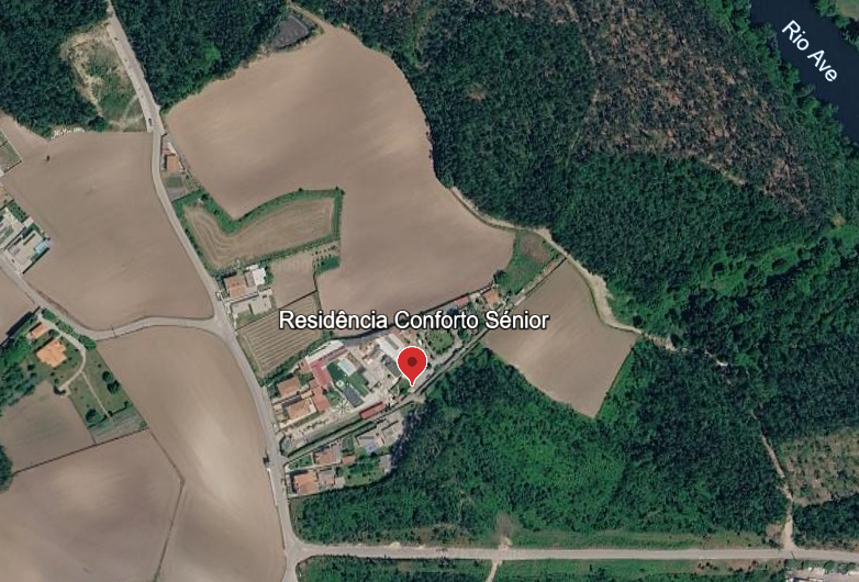 Mapa com a localização da Residência Conforto Sénior, em Tougues, Vila do Conde